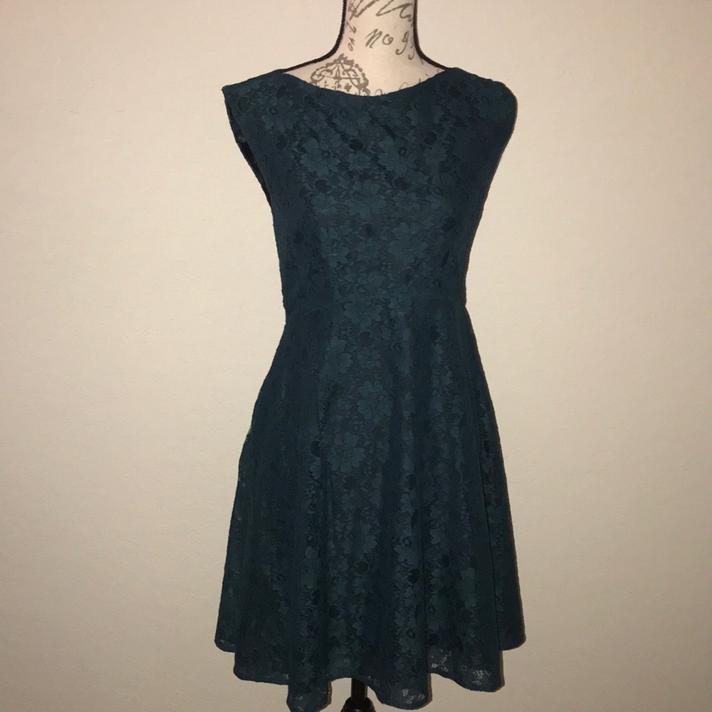 French Connection Dark Green Lace Dress NWOT
